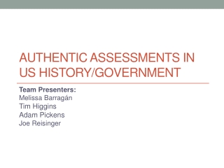 Authentic Assessments in US History/Government