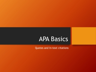 APA Basics