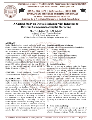 A Critical Study on Digital Marketing with Reference to Different Components of Digital Marketing