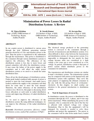 Minimization of Power Losses In Radial Distribution System A Review