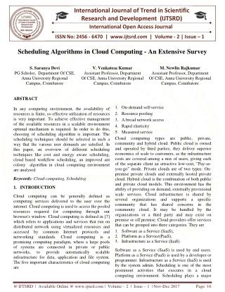 Scheduling Algorithms in Cloud Computing An Extensive Survey