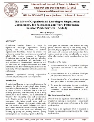 The Effect of Organizational Learning on Organization commitment, Job Satisfaction and Work Performance in Select Public