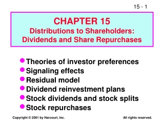 CHAPTER 15 Distributions to Shareholders: Dividends and Share Repurchases