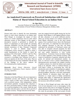 An Analytical Framework on Perceived Satisfaction with Present Status of Rural School Education in an Indian State