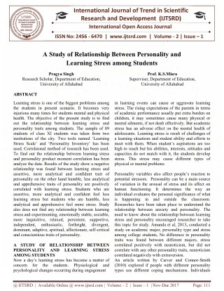 A Study of Relationship between Personality and Learning Stress among Students
