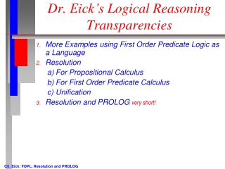 Dr. Eick’s Logical Reasoning Transparencies