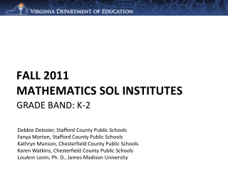 Fall 2011 Mathematics SOL Institutes