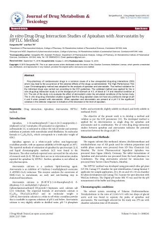 In vitro Drug-Drug Interaction Studies of Apixaban with Atorvastatin by HPTLC Method