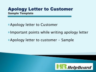 Apology Letter to Customer