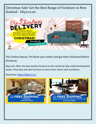 Christmas Sale! Get the Best Range of Furniture in New Zealand - Idiya.co.nz