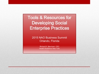 Tools &amp; Resources for Developing Social Enterprise Practices 2015 NAO Business Summit