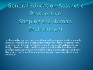 General Education Aesthetic Perspective Shaping the Human Environment