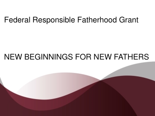 Federal Responsible Fatherhood Grant NEW BEGINNINGS FOR NEW FATHERS