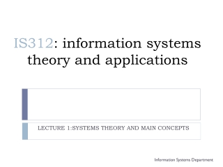 IS312 : information systems theory and applications