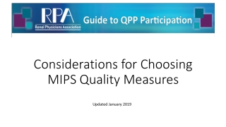 Considerations for Choosing MIPS Quality Measures