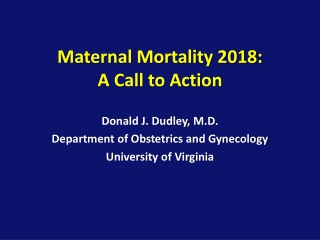 Maternal Mortality 2018: A Call to Action