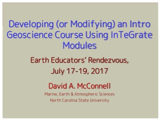 Developing (or Modifying) an Intro Geoscience Course Using InTeGrate Modules