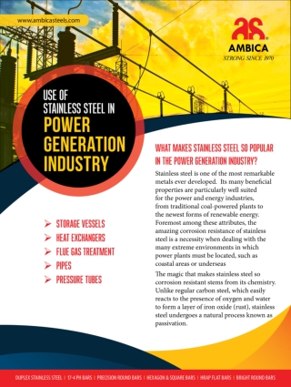 What Makes Stainless steel so Popular in Power Generation Industry?