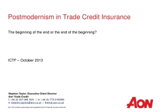 Postmodernism in Trade Credit Insurance