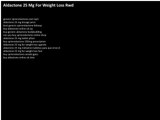 Aldactone 25 Mg For Weight Loss Rwd