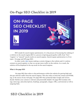 On-Page SEO Checklist in 2019