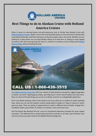 Best Things to do in Alaskan Cruise with Holland America Cruises