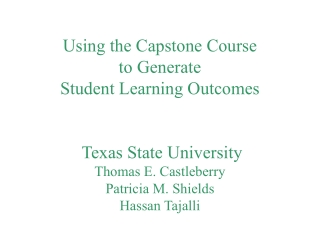 Student Learning Outcomes