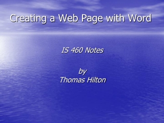 Creating a Web Page with Word