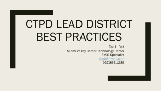 CTPD Lead District Best Practices