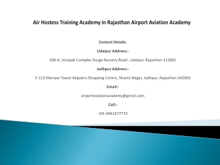 Air Hostess Training Academy in Rajasthan Airport Aviation Academy