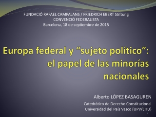 Europa federal y “sujeto político”: el papel de las minorías nacionales