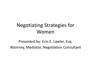 Negotiating Strategies for Women