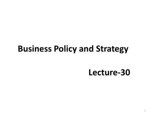 Business Policy and Strategy