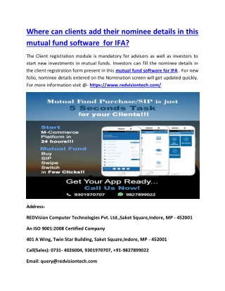 Where can clients add their nominee details in this mutual fund software for IFA?