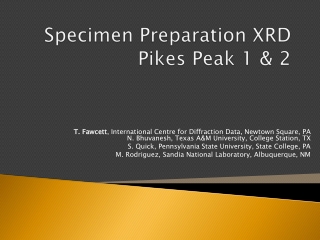 Specimen Preparation XRD Pikes Peak 1 &amp; 2