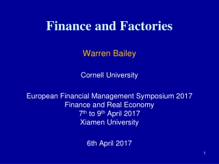 Finance and Factories