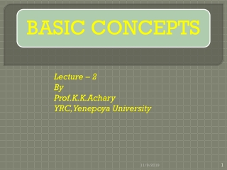 Lecture – 2 By Prof.K.K.Achary YRC, Yenepoya University
