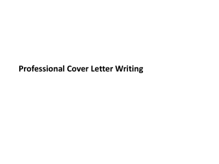 Professional Cover Letter Writing