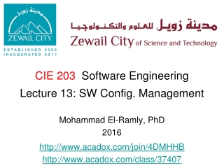 CIE 203 Software Engineering Lecture 13: SW Config. Management