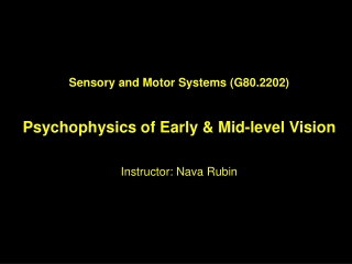 Sensory and Motor Systems (G80.2202) Psychophysics of Early &amp; Mid-level Vision