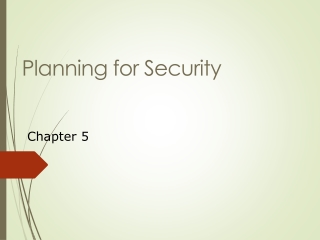 Planning for Security