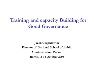 Training and capacity Building for Good Governance