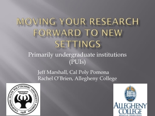 Moving Your Research Forward to New Settings