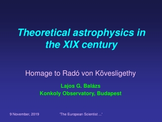 Theoretical astrophysics in the XIX century