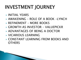 INVESTMENT JOURNEY