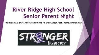 River Ridge High School Senior Parent Night