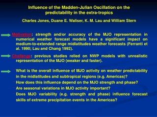 Influence of the Madden-Julian Oscillation on the predictability in the extra-tropics