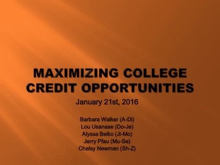 Maximizing College Credit Opportunities