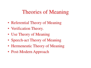 Theories of Meaning