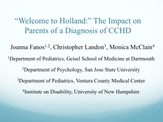 “ Welcome to Holland:” The Impact on Parents of a Diagnosis of CCHD